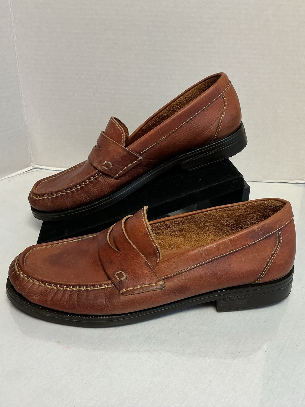 Giorgio Brutini Austin Brown Leather Penny Loafers 10.5M Classic Dress